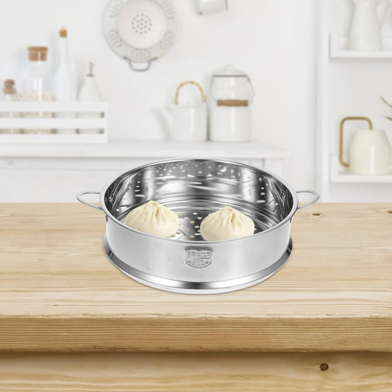 Hemoton 12 Inch Stainless Steel Steamer Basket Stackable Steamer Insert for Pots Multi-Functional Vegetable Rack for Dumplings Fish Meat Rice Cooking