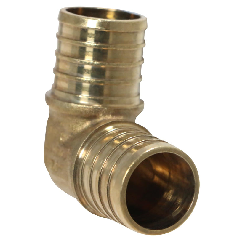 5 Pieces XFITTING 1" X 1" Pex Elbow - Brass Crimp Fitting Elbow, Full Port (Pack of 2) 1 Inch (Pack of 2)