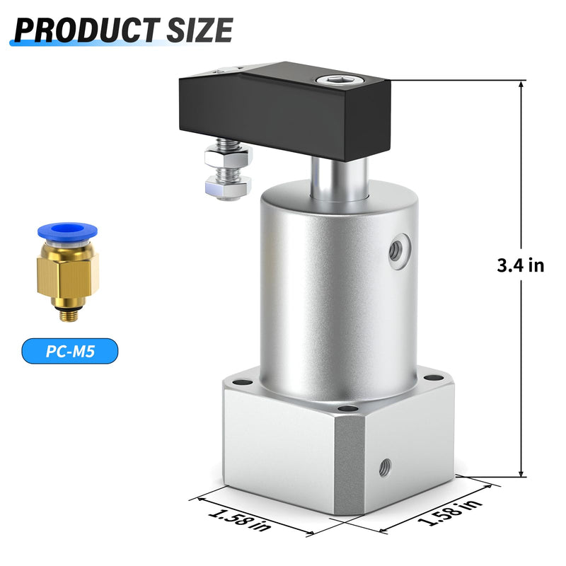 TAILONZ PNEUMATIC Right-Turn Cylinder Pneumatic Rotation Angle of 90 Degrees, Rotary Clamping Angle of the Lower Pressure Cylinder, Pressure Clamping Rotating Cylinder ACK25×90R