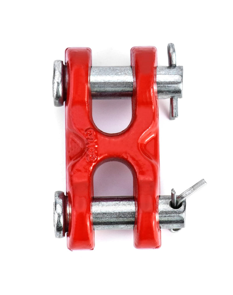 QWORK 3/8 Inches Twin Clevis Safety Chain Repair Links, 2 Pack Trailer Tie Down Links, Industrial Grade Heavy Duty Material - 6,600 LBS. Capacity 6600lbs