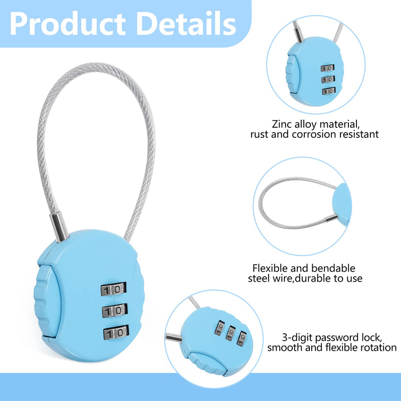 Combination Lock 3 Digit Gym Lock Waterproof Padlock Resettable Bag Luggage Gate Lock Outdoor Combination Fence Lock for School Locker Travel Toolbox Storage Multi Color 8