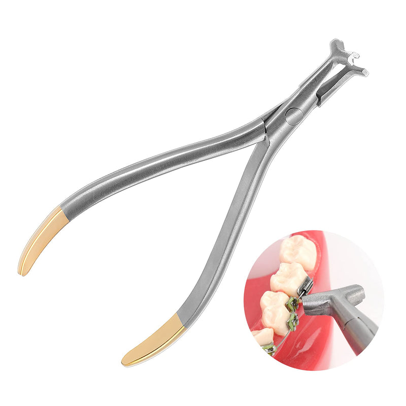 Dental Distal End Bending Plier Orthodontic NiTi Bender Forceps, Orthodontic Arch Wire Cinch Back Plier Hammerhead with Serrated for Dentist, Dental Students