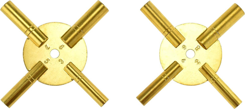 SE Universal 4 Prong Brass Clock Key for Winding Clocks, Odd and Even Numbers (2 PC.) - JT6336-2