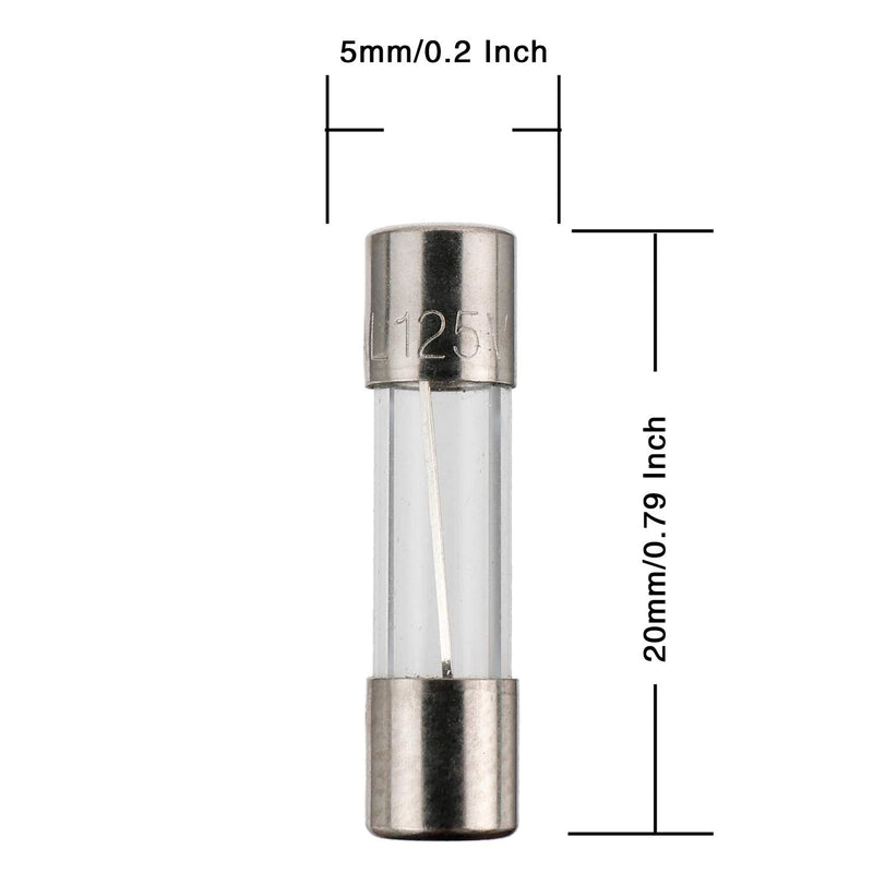 BOJACK Christmas Light fuses 5x20mm 125V 1A 2A 3A 4A 5A 8A 10A Fuse Fast-Blow Glass Fuses 3.6X10mm Mini Fuse 125V 2.5A 3A 5A amp Fuses Assortment Kit