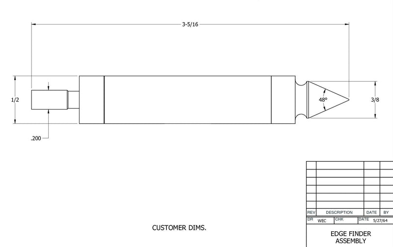 Starrett Edge Finder - Ideal for Flat, Straight Edges, Center Points and Scribed Lines - .200" Contact Diameter and Pointed Contact, .500" Body Diameter, Double End - 827B