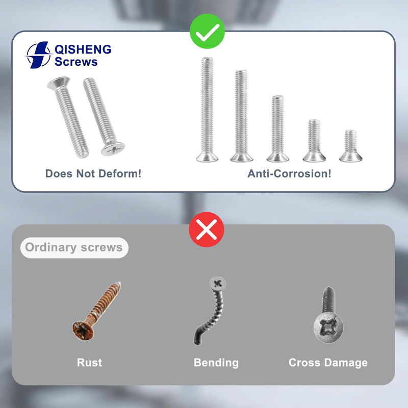 QISHENG 100 PCS #10-24X2 Stainless Steel Phillips Flat Head Machine Screws,DIY,Repair,Install Furniture and Electrical Appliances Screws,Stainless Steel 18-8 A2(304) Screw,Home Screw #10-24X2" Colorless