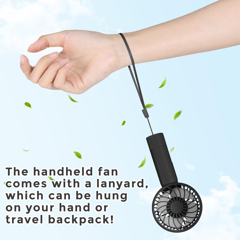 6 Pcs Mini Powerful Handheld Fan 3 Speed Personal Small Portable Rechargeable Fan with Base USB for Women Eyelash Makeup Office Travel Beach Indoor Outdoor (Black) 6 Black