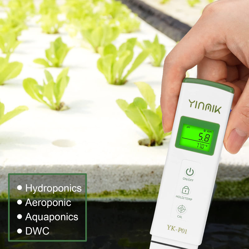 YK-P01 pH Tester Digital pH Meter for Water Hydroponics, Accurate pH Temp Meter with ATC for Pool, Spa, Hot Tub, Indoor Plants, Drinking Water, Wine Beer Home Brewing, Aquarium Green pH Tester - NewNest Australia