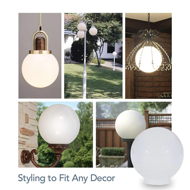 Beam Lighting 6-inch White Acrylic Replacement Globe - Cover for Ceiling, Wall Fixtures, Lamp Posts, or Streetlights