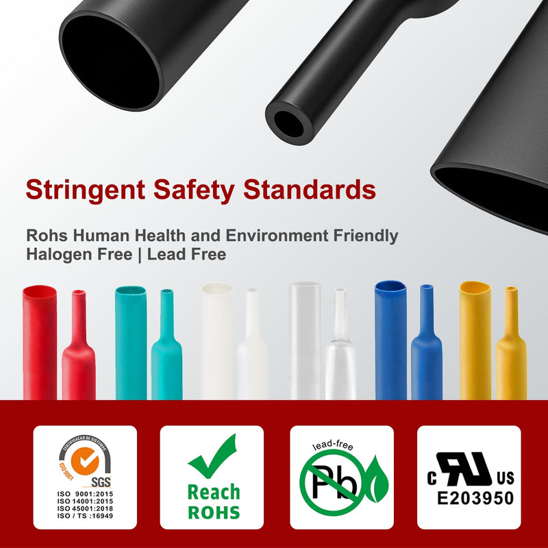 Chanzon 160 Pcs Heat Shrink Tubing Kit, 2:1 Black Heat Shrink Wrap Tubing with Length 1.5" 3" (inch), Polyolefin Sleeving 2 to 1 Heat-Shrink Tube 1.Black