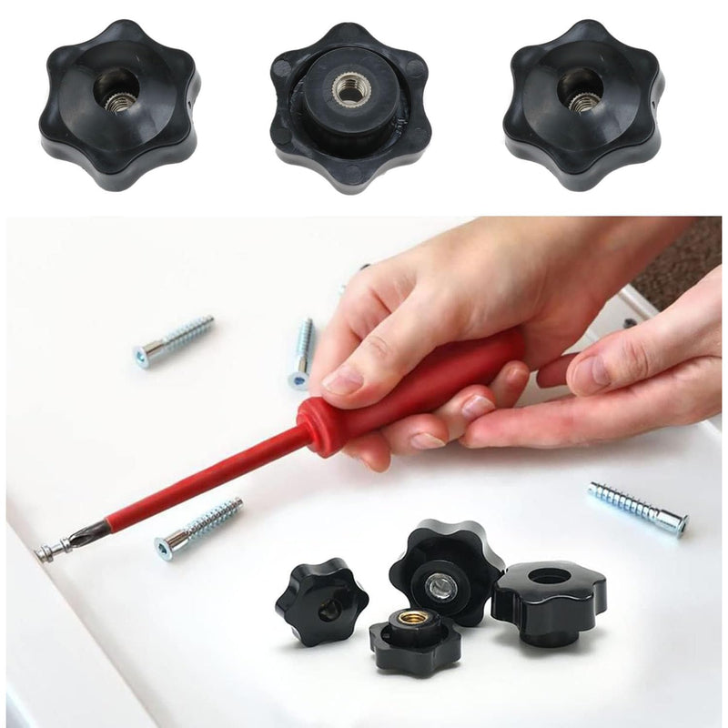 T Track Knobs Six-Star Thru Knobs 1/4”-20 Hole Knobs for Sawing Machine Drilling Machine Lathe Fixed Length Fixture -6PCS