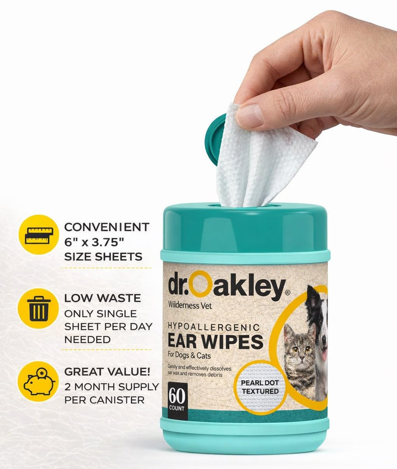 Dr. Oakley Dog Eye Wipes Cleaner for Dogs & Cats, Tear Stain and Facial Daily, Natural Vet-Recommended Dog Eye Treatment