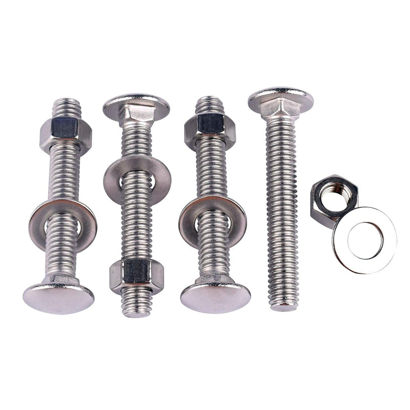 8 Sets 5/16-18 x 2-1/2" Carriage Bolts Screws Round Head Square Neck and Hex Nuts, Flat Washers 304 Stainless Steel 18-8 Full Thread, Silver 5/16-18 x 2-1/2" (8 Sets)