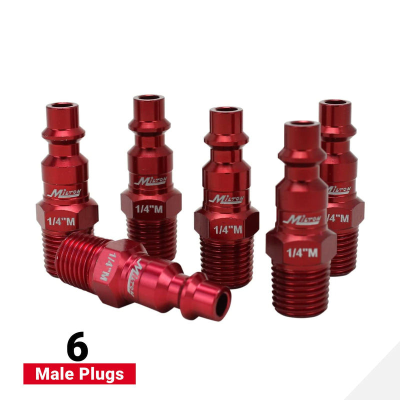 Milton S-314MKIT ColorFit Coupler & Plug Kit - (M-Style, Red) - 1/4" NPT, (14-Piece) - NewNest Australia