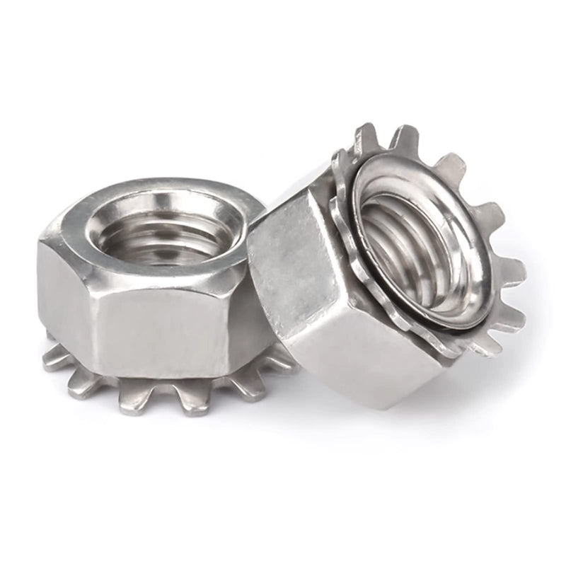 #10-32 Keps Lock Nut Stainless Steel, K-Lock Keps Nuts 304 Stainless Steel 18-8 Lock Nuts, Pack of 50 10-32