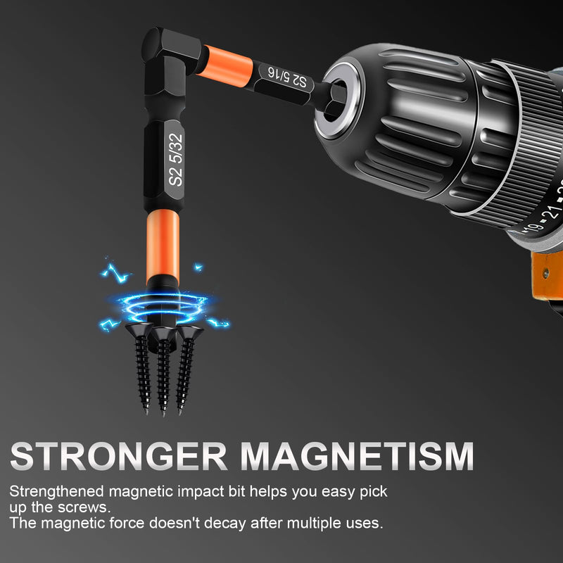 20PCS Premium Hex Bit Set, Impact Hex Head Allen Wrench Drill Bit Set (Metric&SAE), 1/4” Hex-Shank S2 Alloy Steel Key Drill Bit Set with Magnetism, CNC Machined Tips, 2" Long with Storage Box