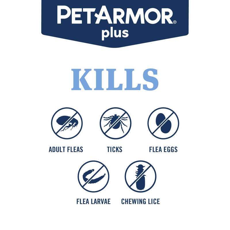 PetArmor Plus Flea and Tick Prevention for Dogs, Large Dog Flea and Tick Treatment, 6 Doses, Waterproof Topical, Fast Acting (45-88 lbs) 45-88 lbs 6 Count