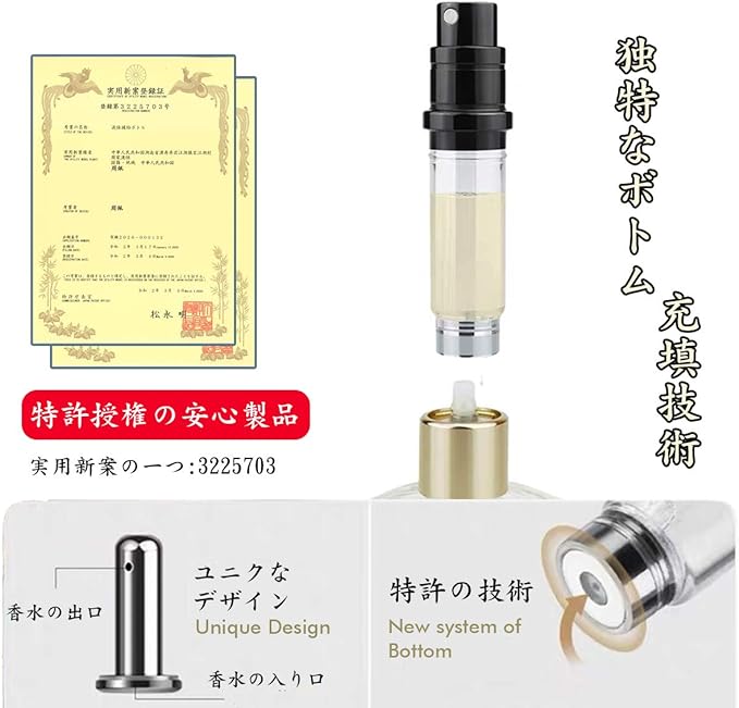 Atomizer Perfume Atomizer, UULANFA Refill, Portable Atomizer, Perfume, Refill, One-touch Refill, Push-Type, Carry-On Compatible, Unisex, 0.2 fl oz (5 ml) (JX-Black) - NewNest Australia