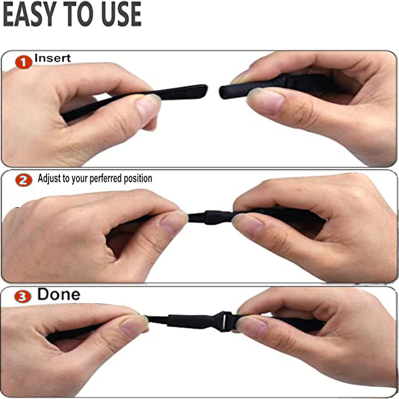 Adjustable Glasses Strap - Upgrade 4 Pack No Tail Eyeglass Straps, Universal Fit Rope Eyewear Retainer, Sport Unisex Sunglass Retainer Holder Strap (Black,13 inch) Black 2