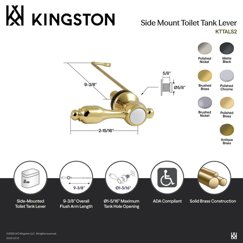 Kingston Brass KTTALS0 Tudor Side Mount Toilet Tank Lever in Matte Black