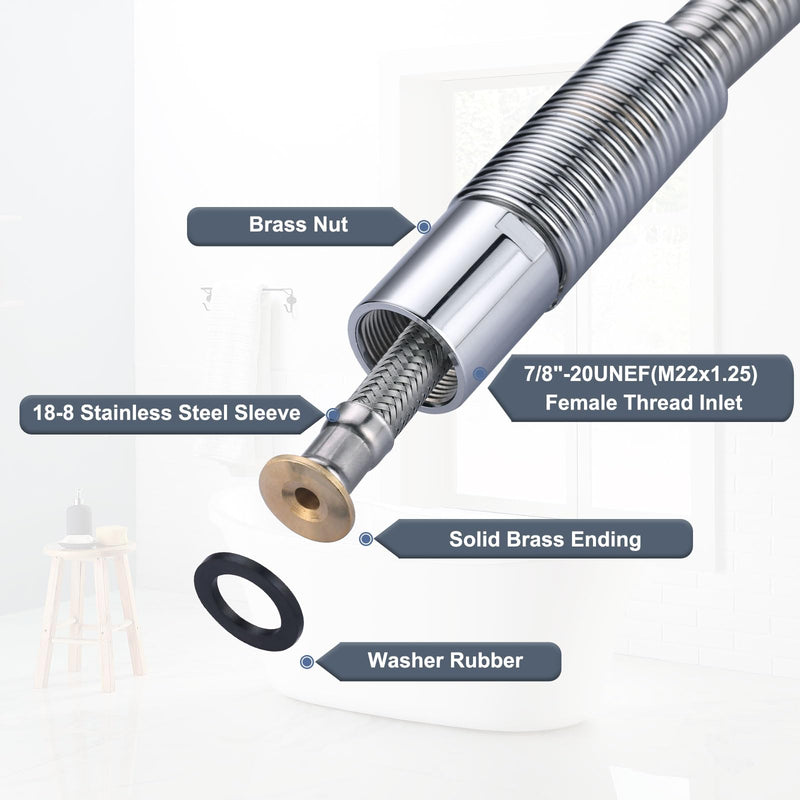 38" Commercial Sink Faucet Sprayer Hose, Pre-rinse Sprayer Hose for Commercial Kitchen Sink Faucet, 38 Inch Stainless Steel Flexible Hose Replacement Kit for Restaurant Industrial Dishwasher