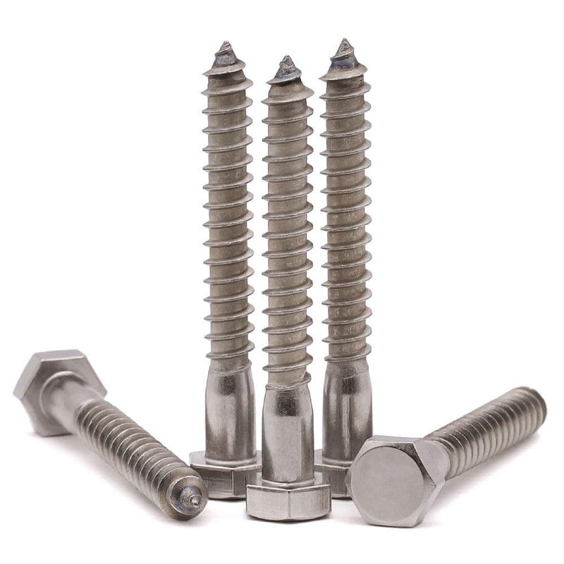 M8 x 65mm Hex Lag Screws, 304 Stainless Steel 18-8, Partial Thread Coverage, 10 pcs M8 x 65mm