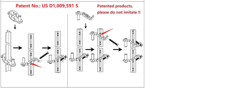 T-Post Gate Hinge Pins - Heavy Duty Gate Hanger, Hang a gate from a Metal T Post, Steel Gate Hinges Target Hanger for Farm Gate, Garden & Backyard Gate, Easy to Install. (Patent) Silver