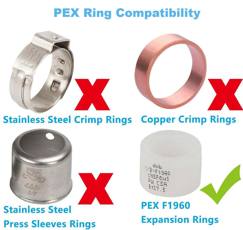 10 Pack TenKe PEX A F1960 Poly Expansion Fitting 1" X 1" X 1/2" Reducing Tee Elbow Pex A Cold Expansion for Plumbing Corrosion Resistant (10pcs 1"X1"X1/2" TEE) 10 1"X1"X1/2" Reducing TEE