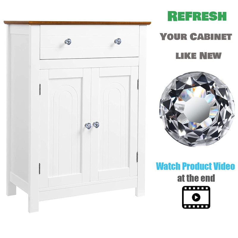 26 pcs Glass Cabinet Knobs Crystal Drawer Pulls Clear 30 mm Diamond for Kitchen, Bathroom Cabinet, Dresser and Cupboard by DeElf
