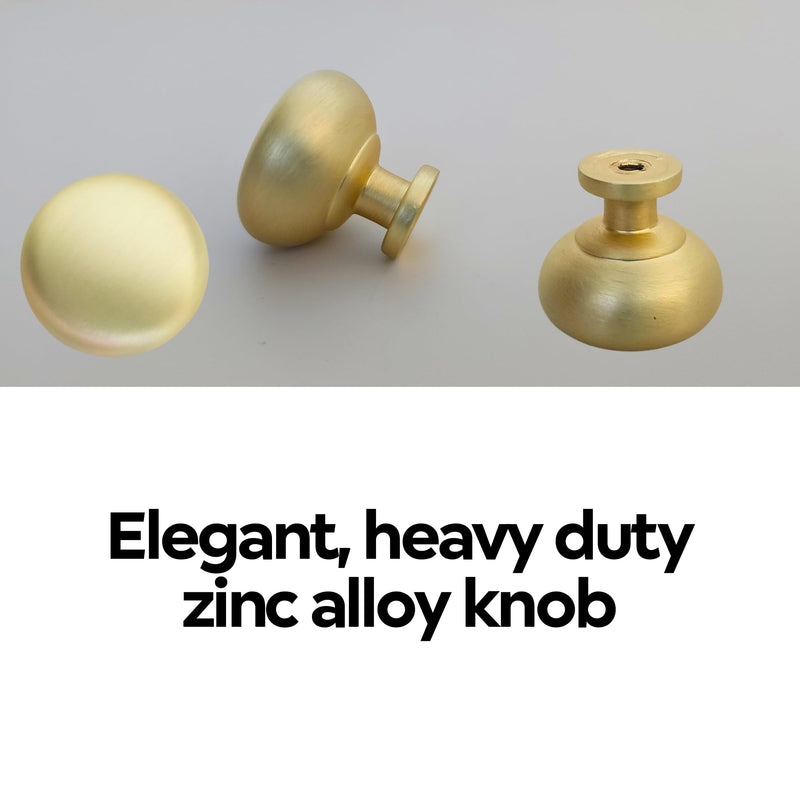 CAYBO 10 Pack Brushed Brass Round Cabinet Knobs 1.13 inch / 28.6mm (Diameter) for Kitchen Cupboard,Bathroom Dresser. Cabinet Hardware Knobs Made from Durable Zinc Alloy 10 Pack 1.13"/28.6mm