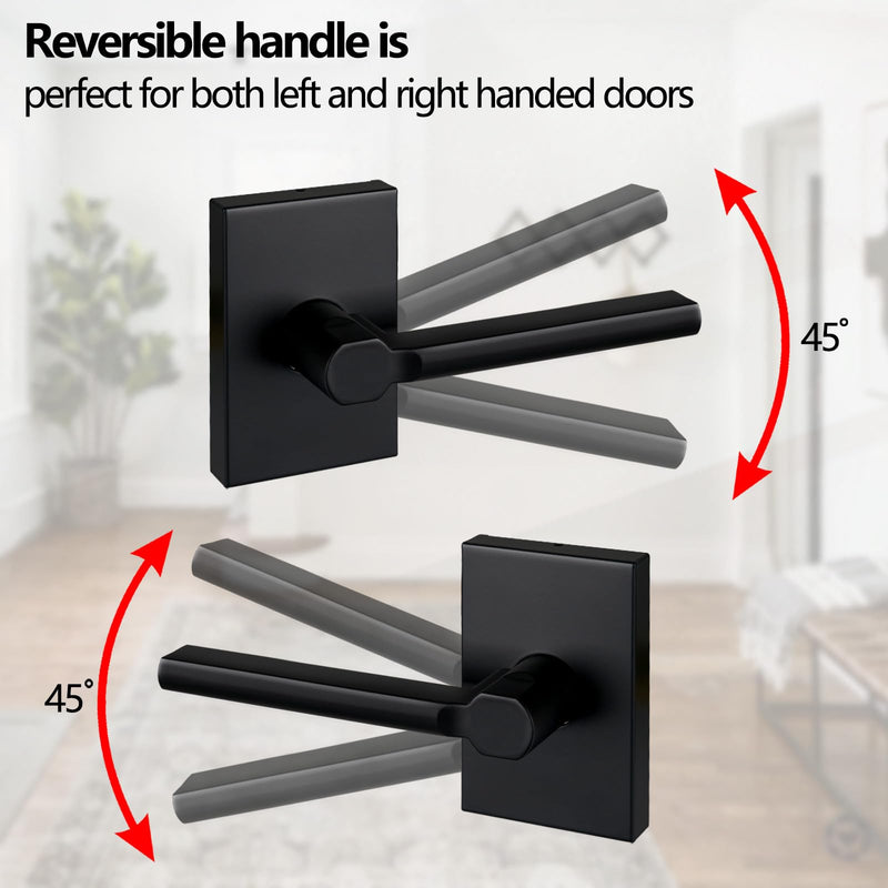 NEWBANG Long Plate Hall and Closet Lever Handle Lock in Matte Black Finish-Heavy Duty Handle in Silver for Passage Door，MDC894-DB-PS-2P 2 Pack HALL & CLOSET