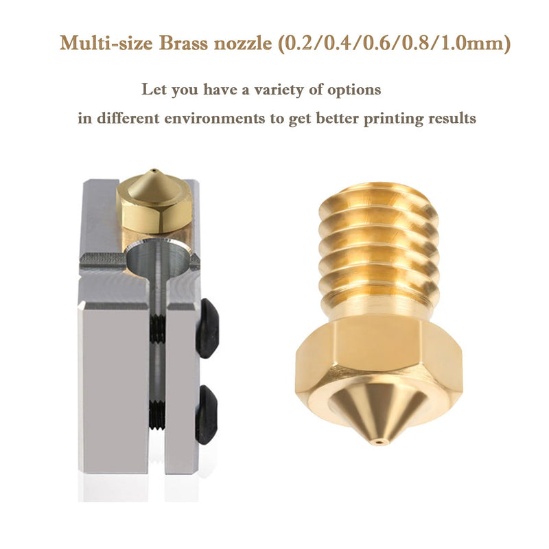 15PCS Brass Nozzles Kit for Anycubic Kobra, 3D Printer 7PCS 0.4mm Nozzles and 2PCS 0.2mm, 0.6mm, 0.8mm, 1.0mm Brass Nozzles Kit for Anycubic Mega, Mega X, Chrion, Kobra, Kobra Neo Mega Brass Multi Size