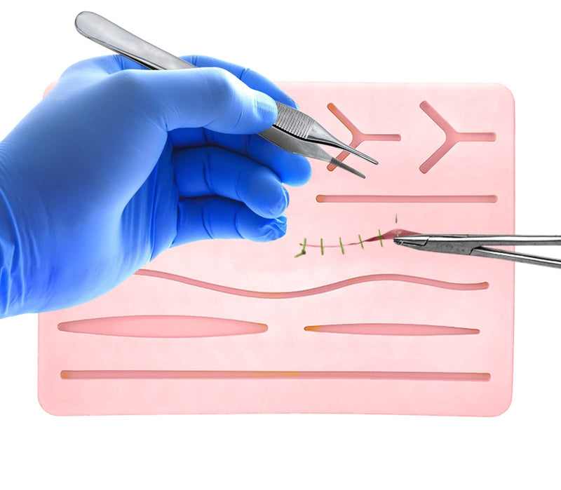 Suture Practice Kit (18 Pieces) for Medical Student Suture Training, Include Suture Pad with 14 Pre-Cut Wounds, Suture Tools, Suture Thread & Needle (Complete Kit) - NewNest Australia