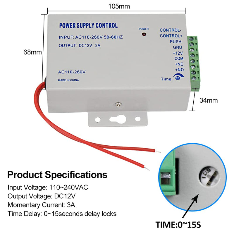 WiFi Access Control System Smart Tuya APP RFID Access Controller IP68 Waterproof 125KHz 13.56MHz Reader + Power Supply +10pcs Keyfobs (Without Lock) Without Lock