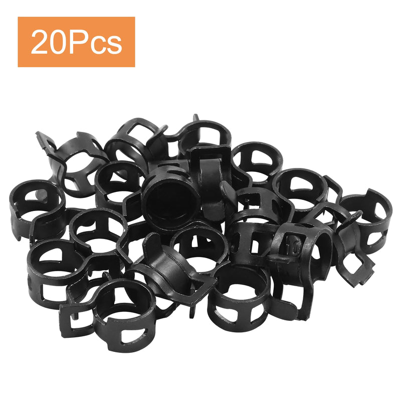20 Pcs 3/8 Inch ID Spring Band Type Clamps, 10mm Fuel Hose Clamps Fasteners, Black Spring Hose Clip for Fuel Hose Line Water Pipe Air Tube Hose 20pcs - Black