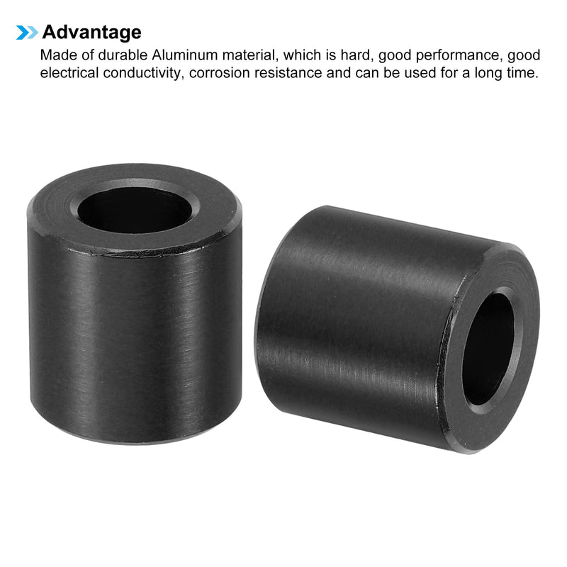 PATIKIL M10 Aluminum Spacer, 8 Pcs Metal Spacers Aluminum 10.5mm ID x 20mm OD x 20mm L Aluminum Spacer Screw Standoff Round for 2/5in or M10 Screw Bolt,Black Black