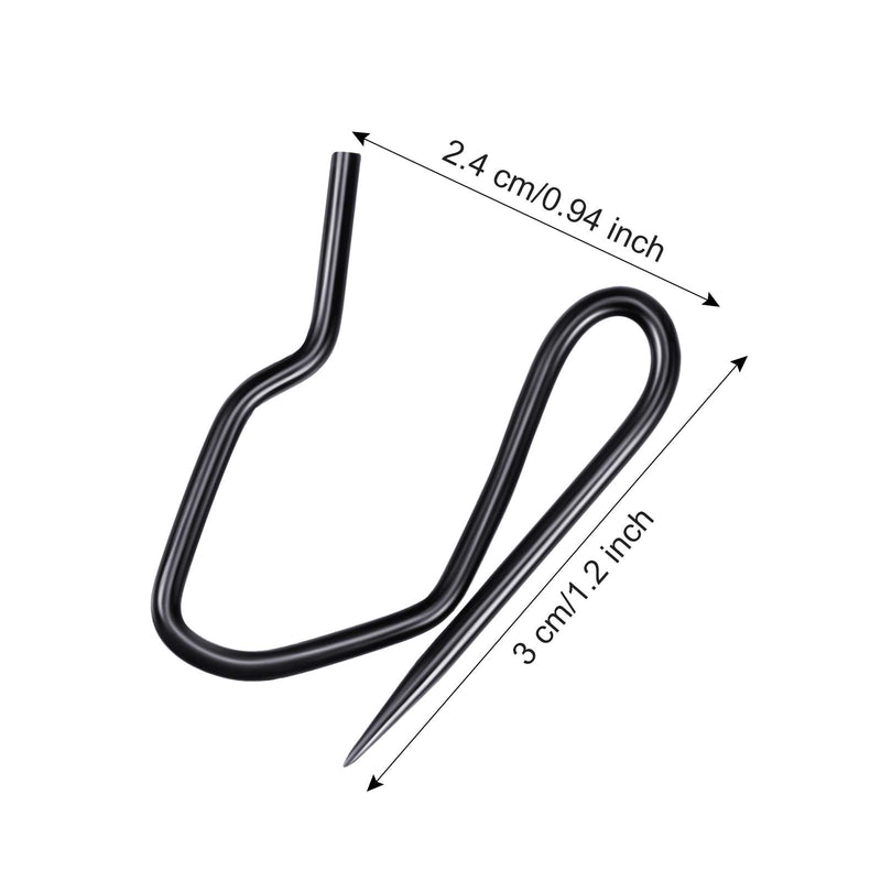 Shappy 120 Pack Drapery Hooks Pins for Curtains, Metal Pinch Pleat Hooks with Clear Box 1.2 Inch for Window Door and Shower Curtain(Black) Black