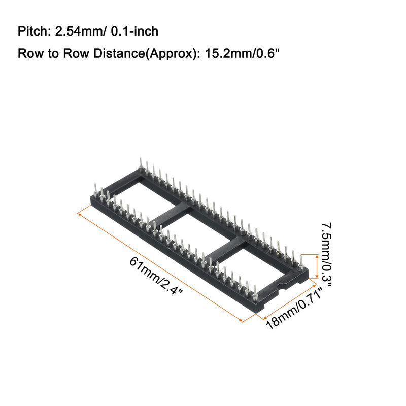 MECCANIXITY 4pcs DIP IC Chip Socket Adapter Round Pin 48P 2.54mm Pitch IC Socket for PCB Board Chip, 15.2mm Black