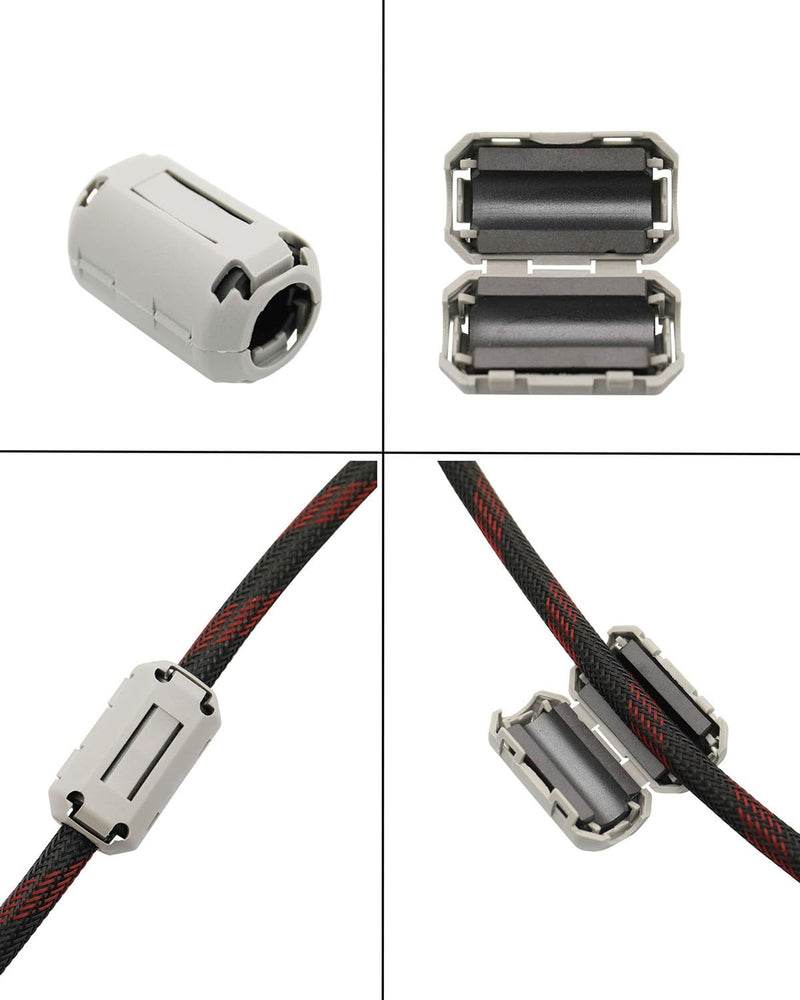 15Pcs 13mm Grey Clip-on Ferrite Ring Core RFI EMI Noise Suppressor Anti-Interference Cable Clip for Telephones Tvs Speakers Radio Audio Equipment Noise Suppressor Video Cable Power Cord