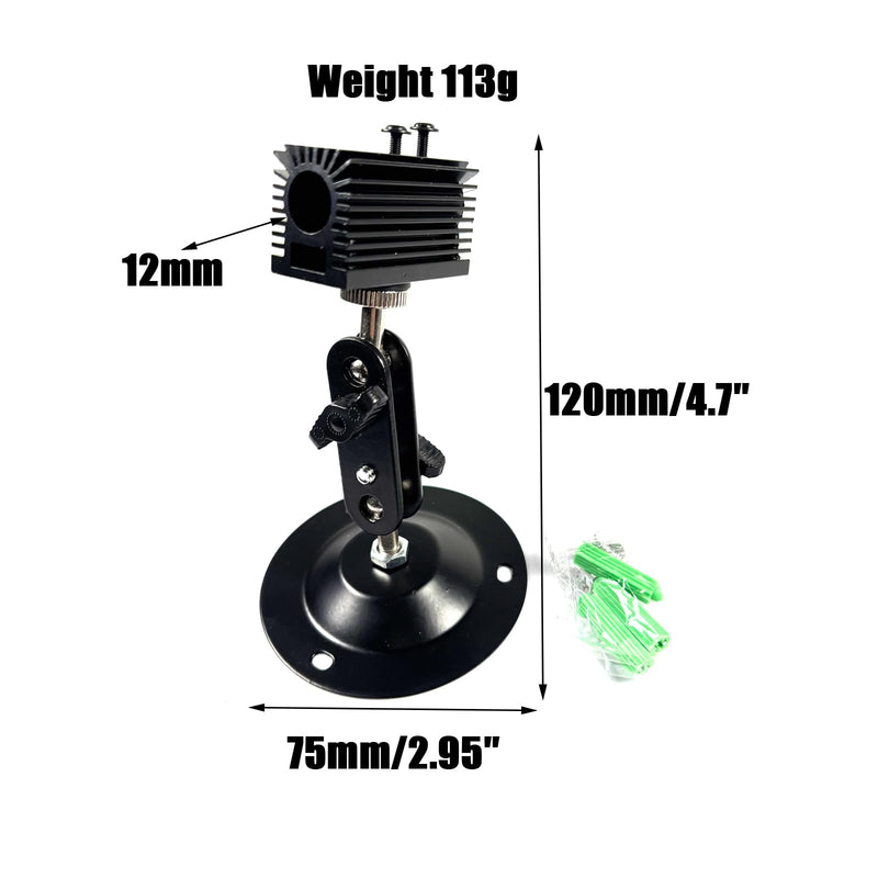 Laser Positioning Bracket 12mm, 360-Degree Adjustable, Black Alumina, 4-Pack 12mm-4pack