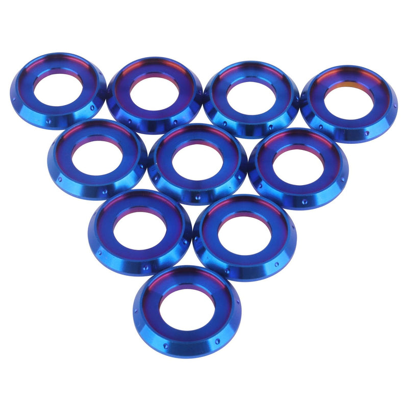 10Pcs Titanium Flange Washer M5 M6 M8 M10 Spacer Washer for Motorcycle Car (Burnt Blue, M10) Burnt Blue