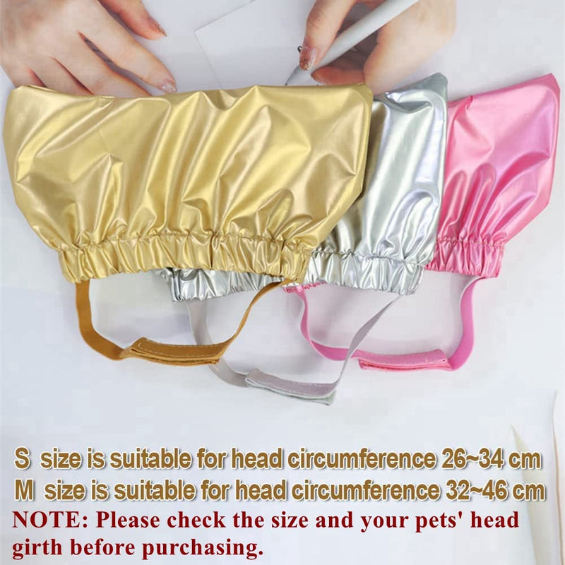 Pet Shower Cap - Waterproof Reusable Bath Ear Covers with Adjustable Strap Prevent Water in Ears Elastic Headgear for Cat Dog Kitten Puppy (S (10.2''-13.4''), Silver) S (10.2''-13.4'')