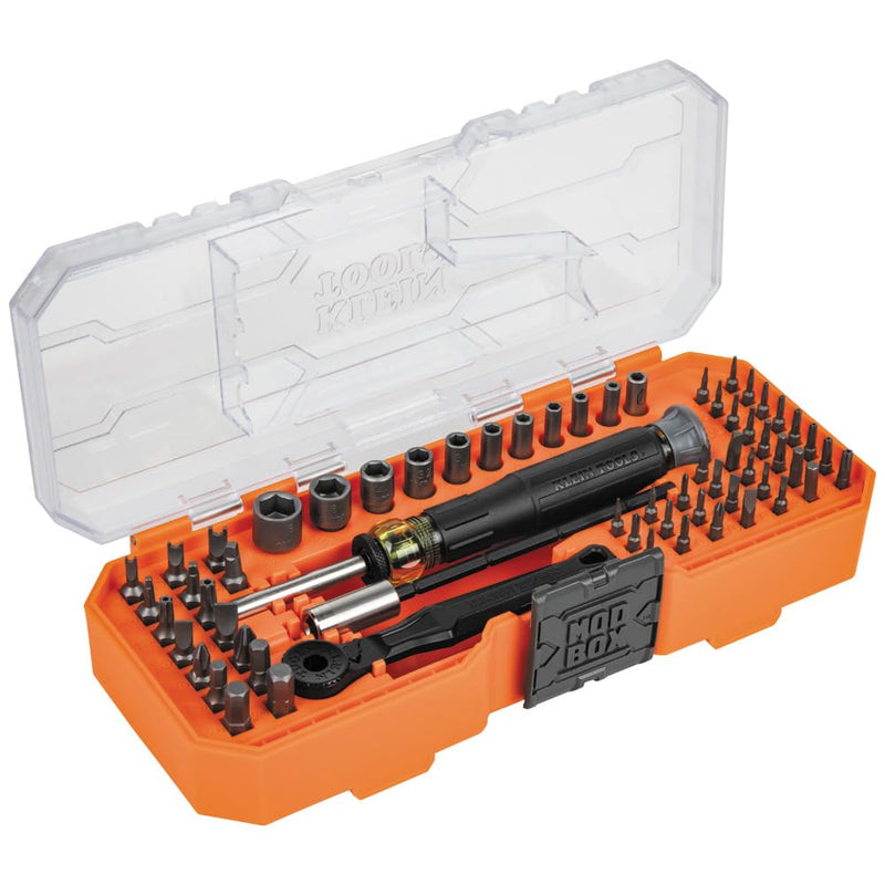 Klein Tools 32787 64-Piece Micro-Ratchet Bit Precision Driver Set with Modular Case, Magnetic, Precision, Standard Bits and Nut Drivers 64-Piece Set w/Ratchet