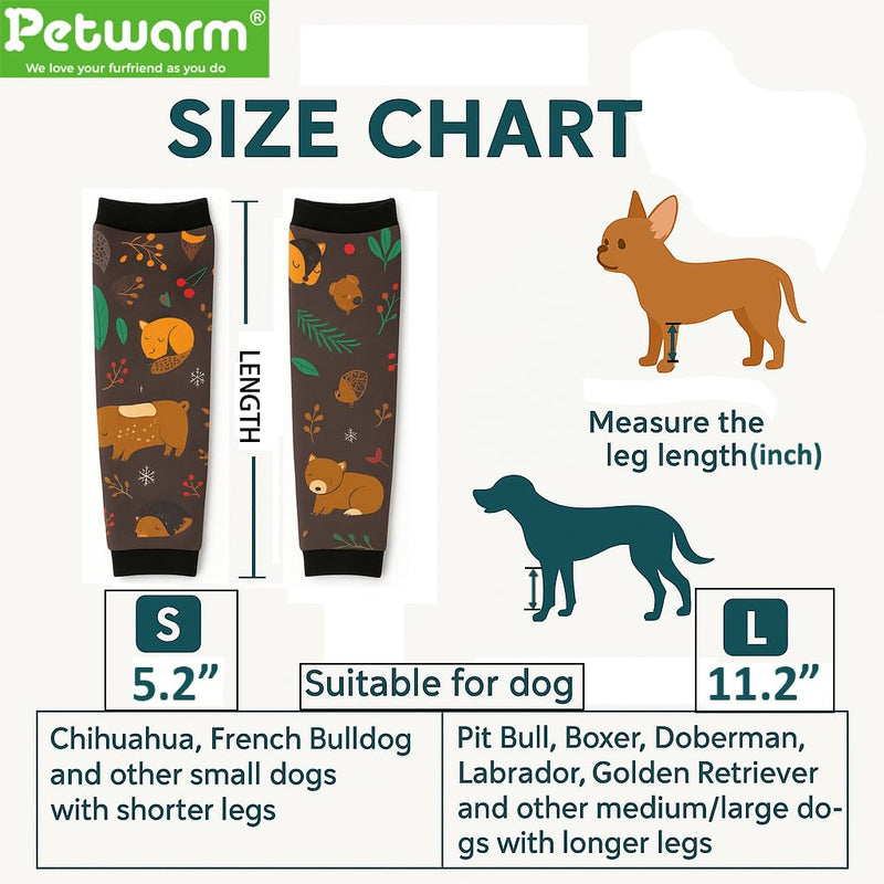 PetWarm Dog Recovery Sleeve 4pcs Set, Dog Leg Sleeve, Ideal for Comfort and Support During Pet Recovery, Suitable for Active or Support Recoverying Pet Use, Black Brown, S Small