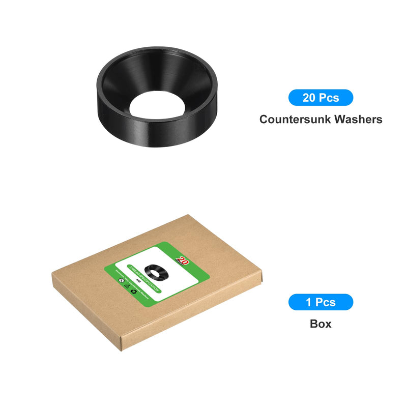uxcell 20 Pcs M8 Finishing Countersunk Washers, Aluminum Alloy Screw Gaskets, Cup Head Washer Gasket for Mechanical Accessories Parts, Black