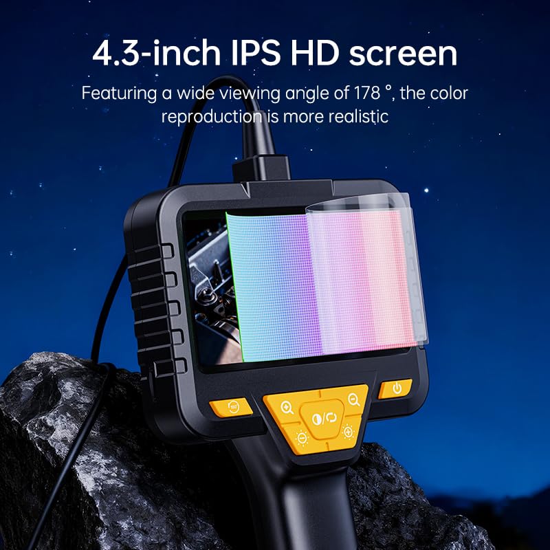 Endoscope Camera with Light: 4.3" 1080P HD Borescope Camera with 8 Adjustable LED Lights, IP67 Waterproof Snake Camera, Ideal for Inspecting Automotive Engines, Pipes, Great Tool for Men (16.5ft)