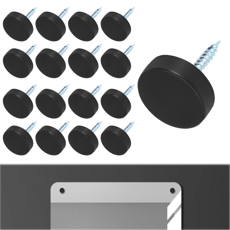 20 PCS Screw Covers Caps, 16mm/0.64" Dia Decorative Mirror Screws Cap Nails, Stainless Steel Sign Holder Advertising Nails Fasteners Cover Nails(Black) Black