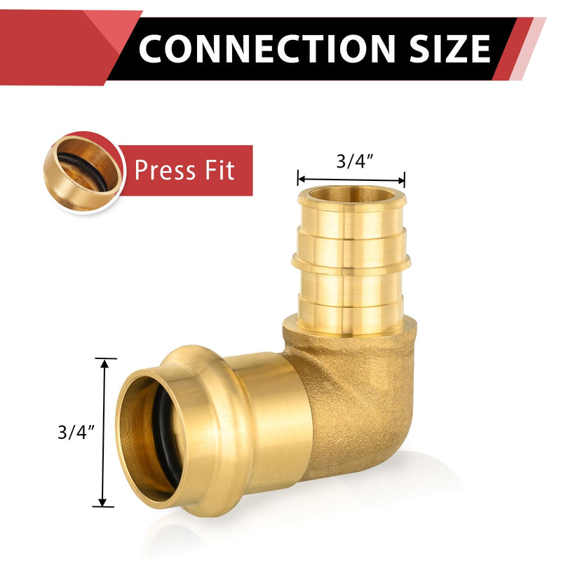 10Pcs EFIELD 3/4" Copper Press x 3/4" PEX-A Expansion Elbow(PRESS097-10) 10