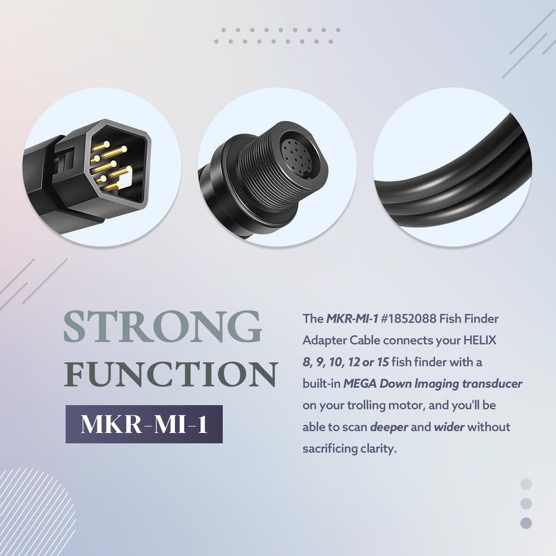 1852088 MKR-MI-1 Adapter Cable fit for Humminbird Helix 15 12 10 9 8 Fish Finders, Replace for Helix Built-in MEGA Down Imaging Adapter Cable, 30-Inch