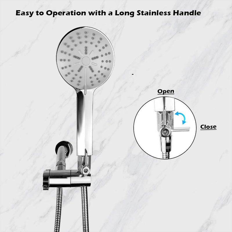 Showerhead Shut Off Valve with Stainless Handle, 304 Stainless Steel Mini Ball Valve(1/2" Female X Male) NPT Thread, Water Flow Control Valve Regulator Chrome, Shower Head Flow Control Valve 1